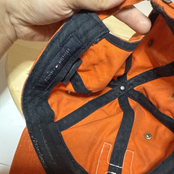 Tommy Hilfiger Hat H Logo Embroidered Strapback Adjustable Orange Cap - Picture 5 of 6